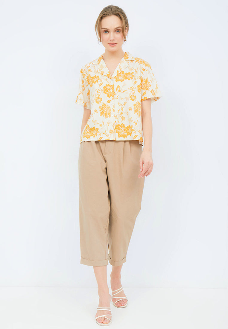 Printed Pyjama Collar Blouse