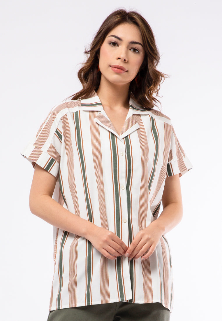 Printed Blouse with Notch Collar