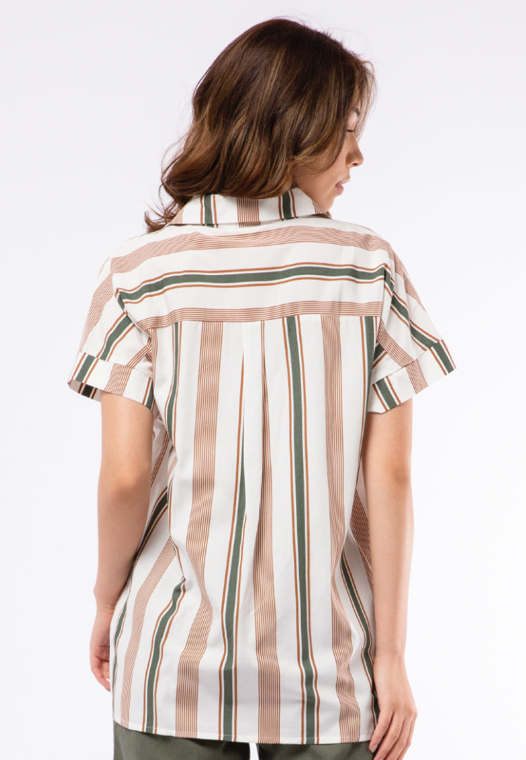 Printed Blouse with Notch Collar
