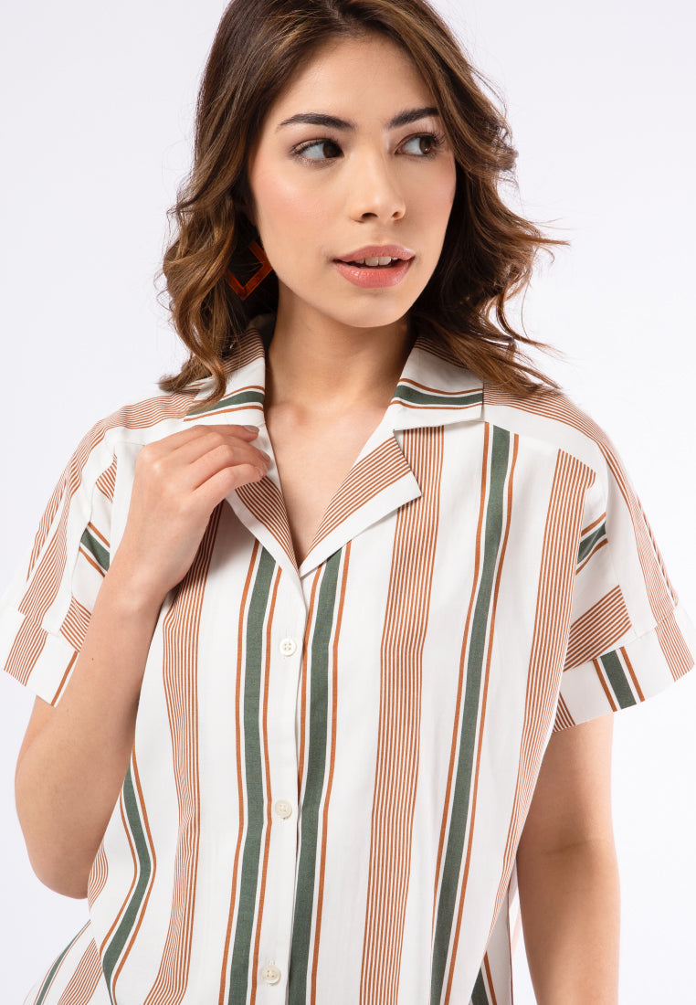 Printed Blouse with Notch Collar