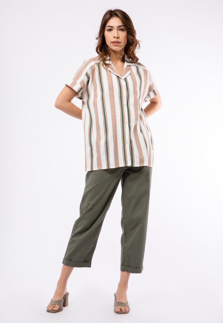 Printed Blouse with Notch Collar