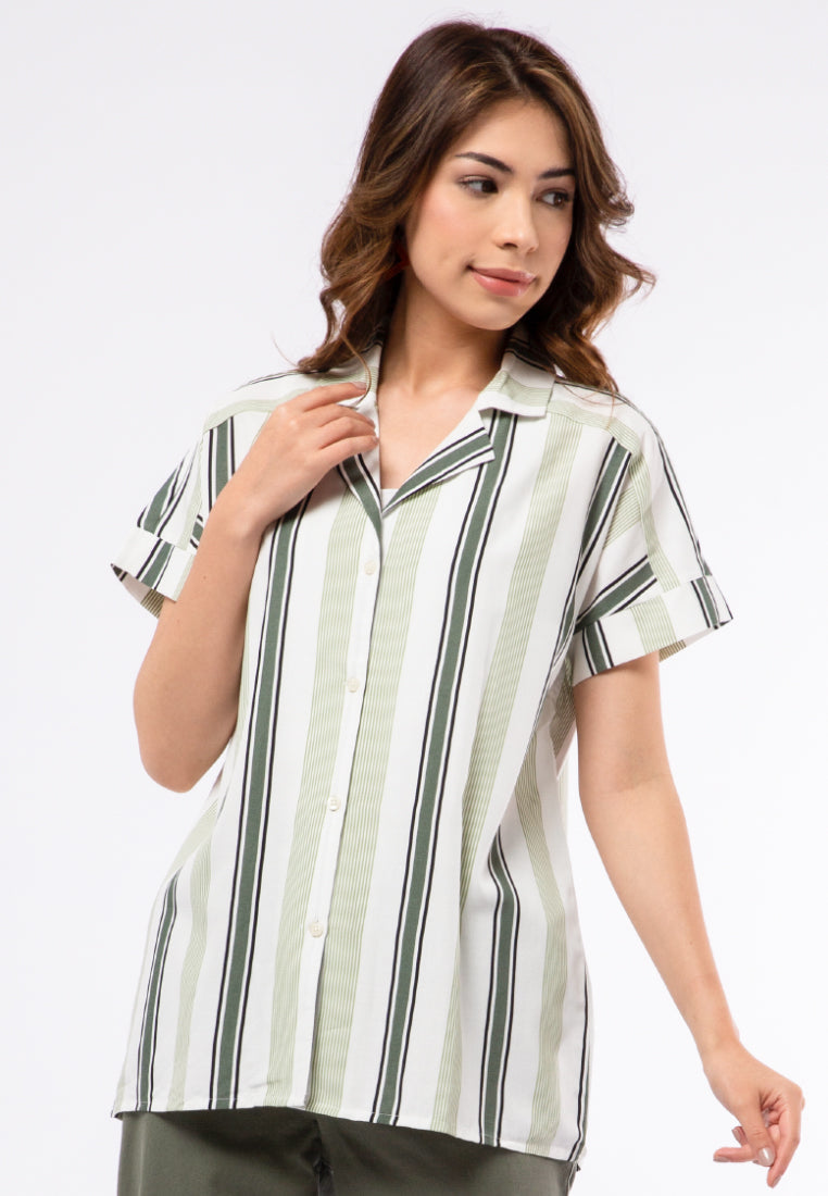 Printed Blouse with Notch Collar