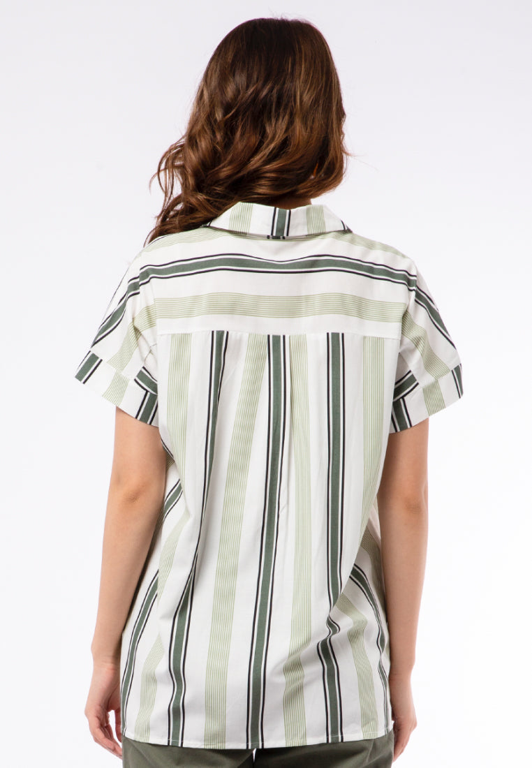 Printed Blouse with Notch Collar