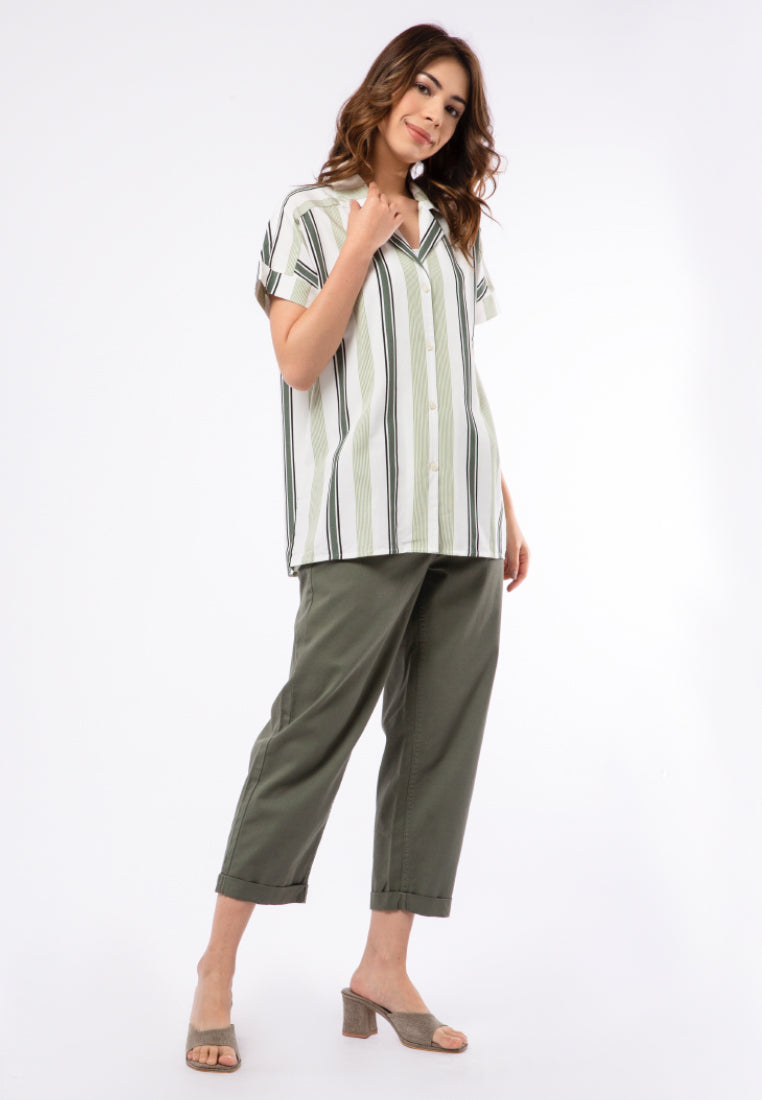 Printed Blouse with Notch Collar