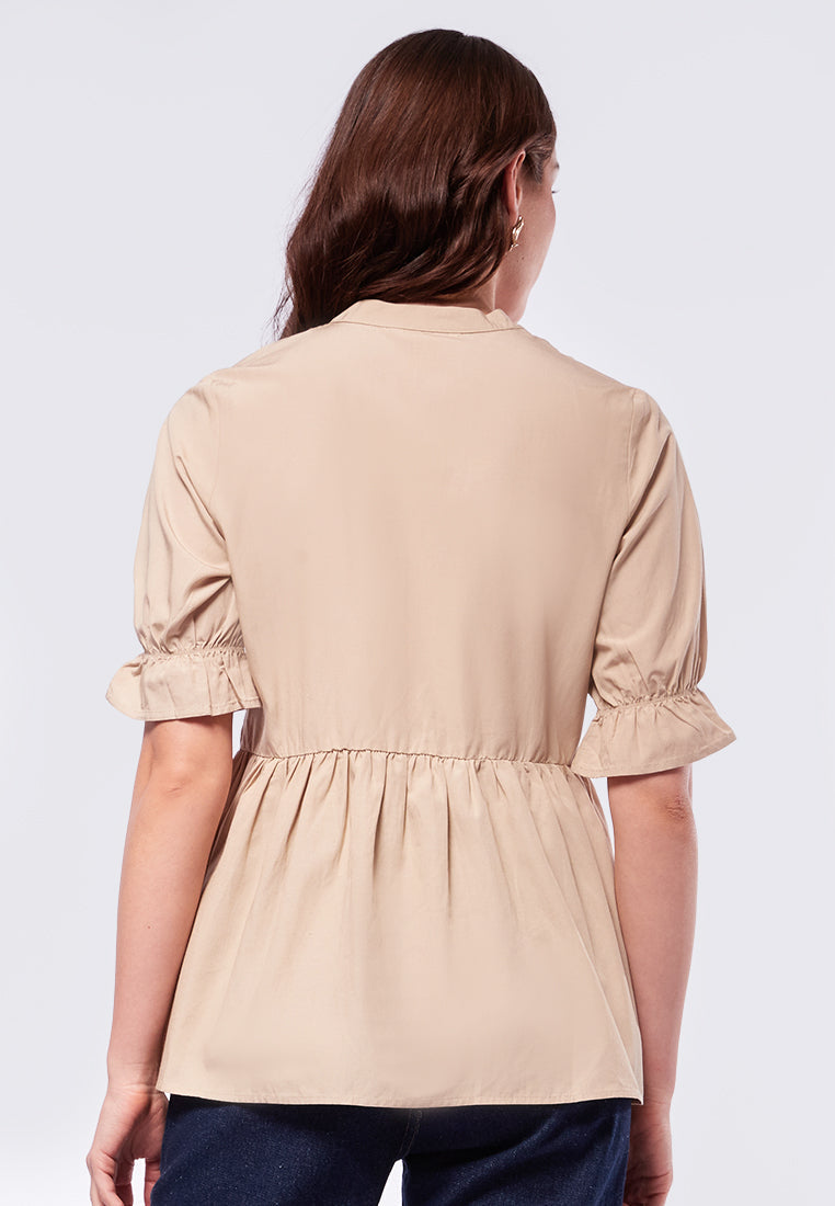 V-neck Short Sleeve Blouse