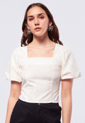Square Neck Printed Short Sleeve Blouse