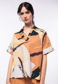 Printed Short Sleeve Boxy Blouse