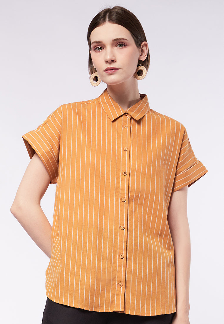 Short Sleeve Striped Blouse