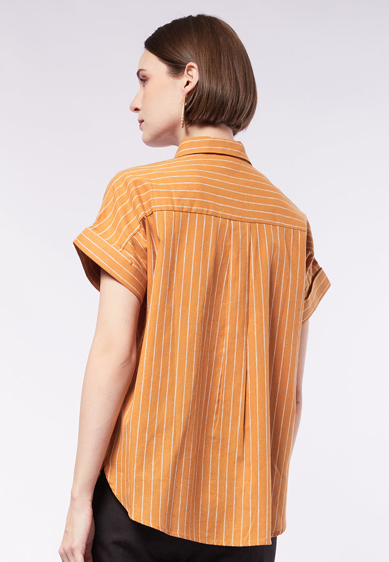 Short Sleeve Striped Blouse