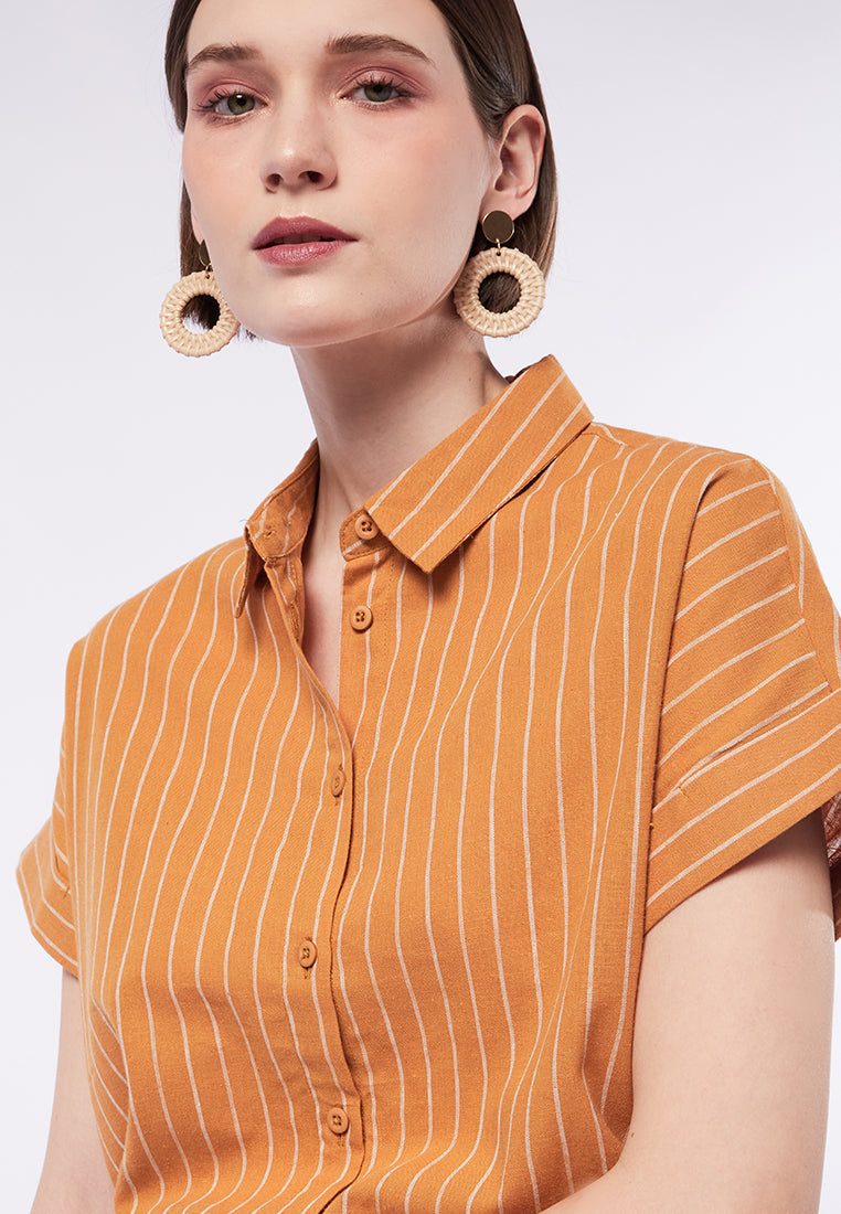 Short Sleeve Striped Blouse