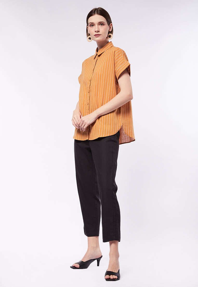 Short Sleeve Striped Blouse