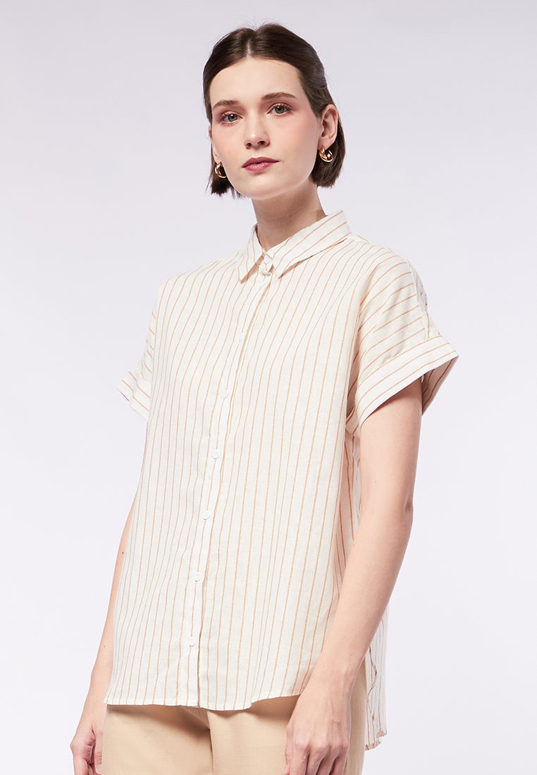 Short Sleeve Striped Blouse