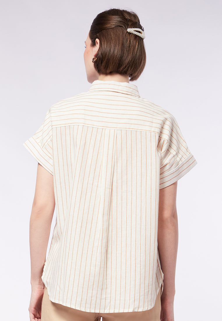 Short Sleeve Striped Blouse