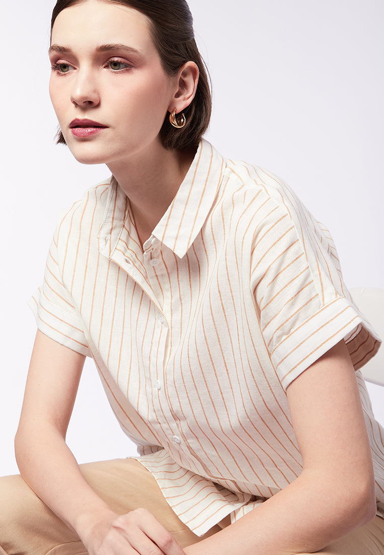 Short Sleeve Striped Blouse