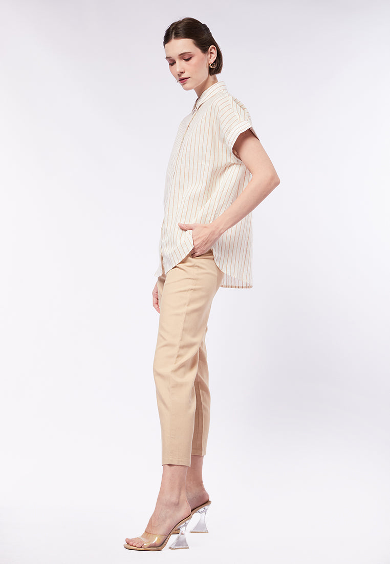 Short Sleeve Striped Blouse