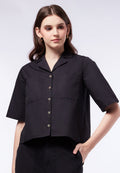 Short Sleeve Boxy Blouse with Pocket