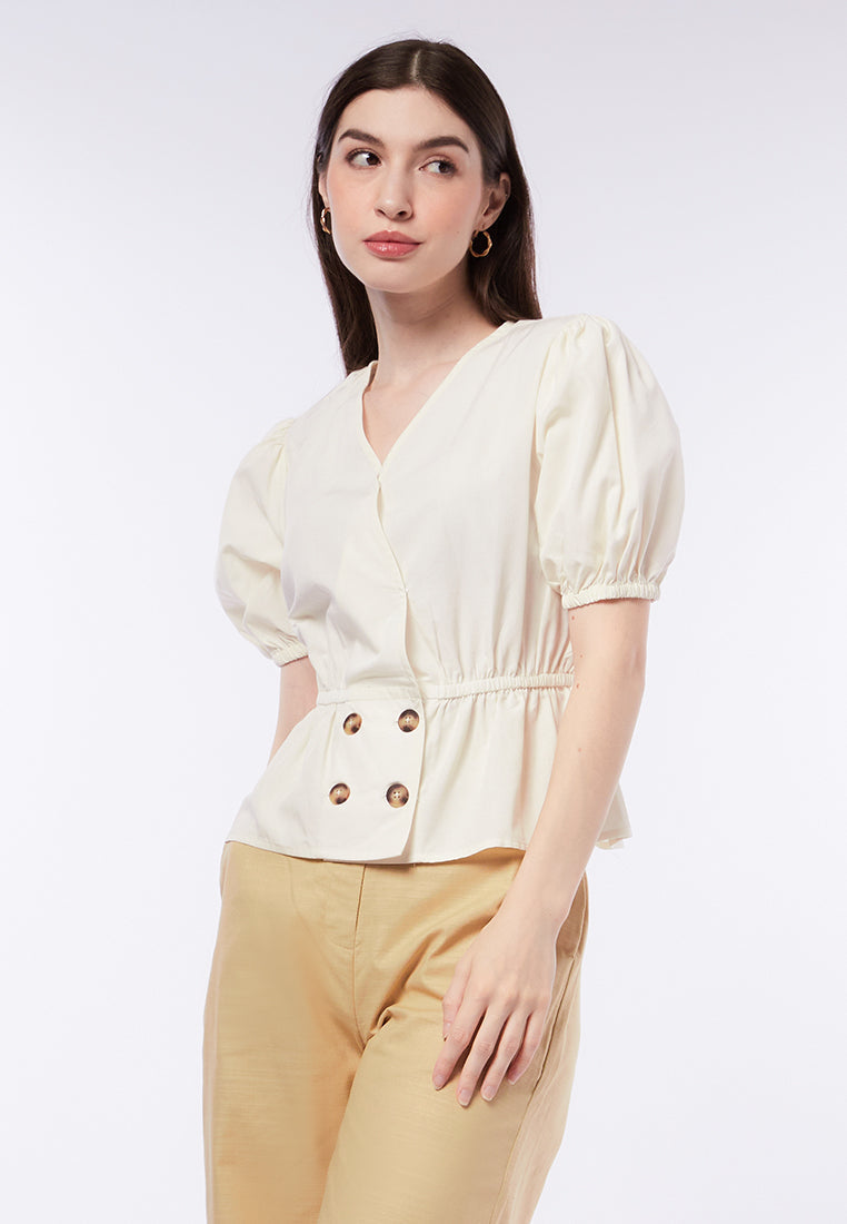 V-Neck Short Sleeve Blouse