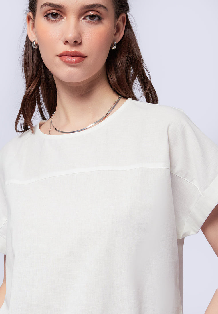 Round Neck Short Sleeve Blouse