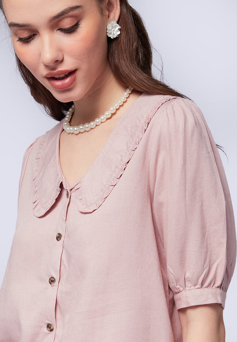 Short Sleeve Puffy Blouse