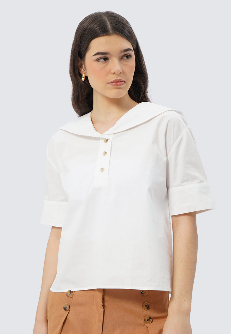 Sailor Collar Short Sleeve Blouse