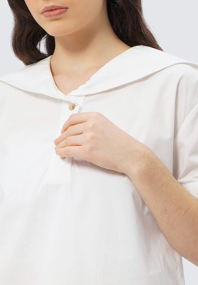 Sailor Collar Short Sleeve Blouse
