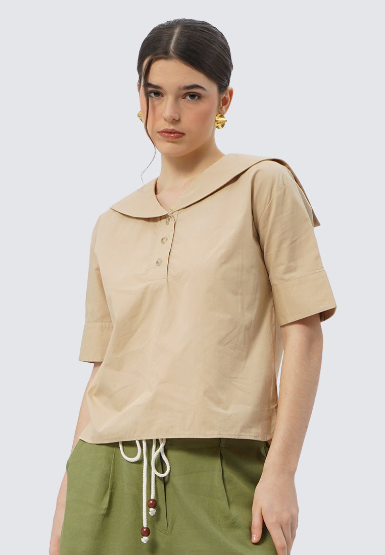 Sailor Collar Short Sleeve Blouse