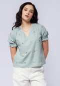 V-Neck Embroidered Blouse
