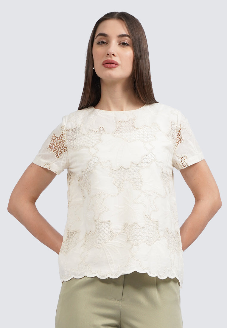 Short Sleeve Lace Blouse