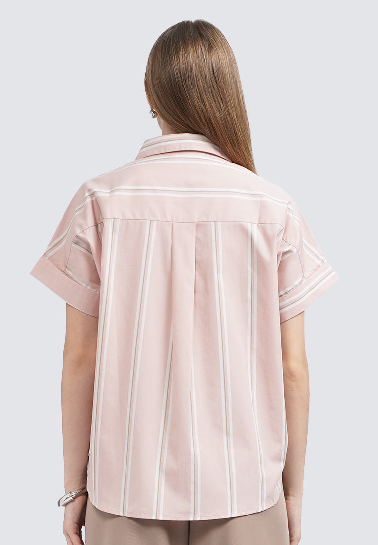 Short Sleeves Stripe Blouse