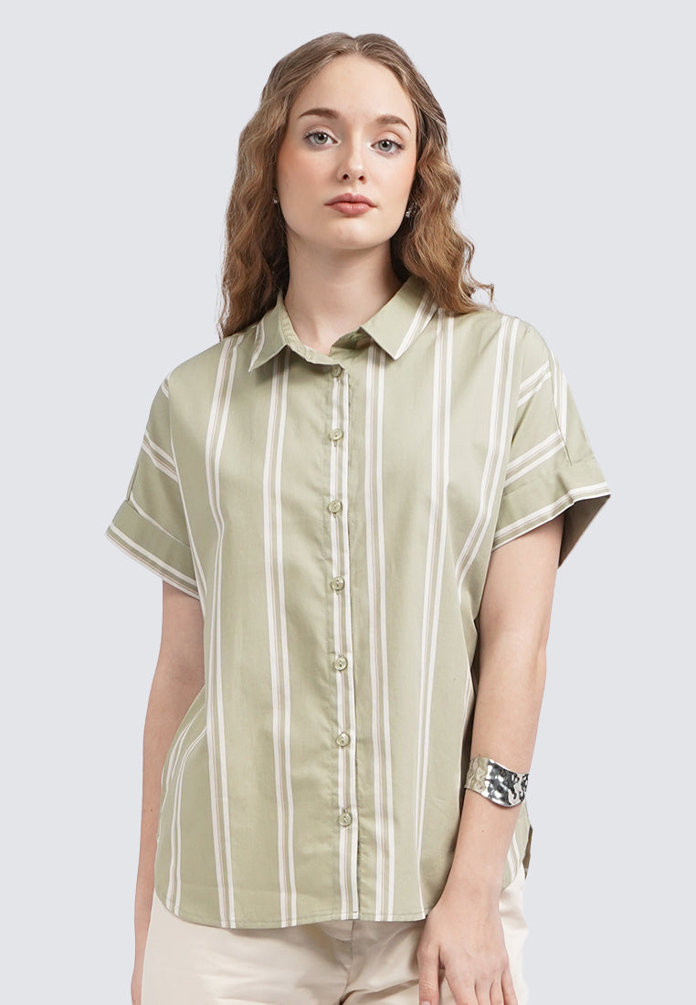 Short Sleeves Stripe Blouse