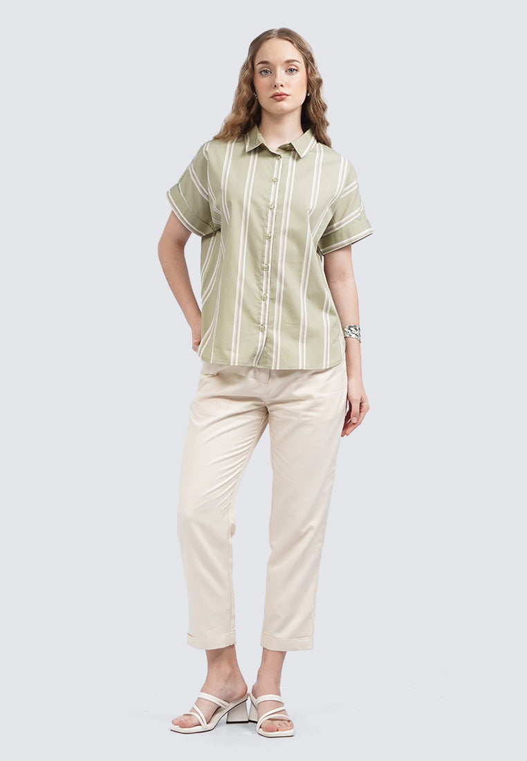 Short Sleeves Stripe Blouse