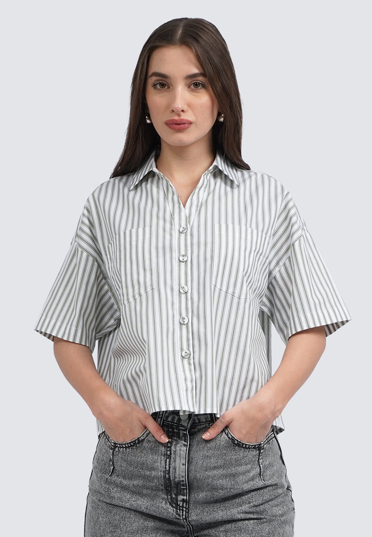 Oversized Short Sleeve Linen Blouse