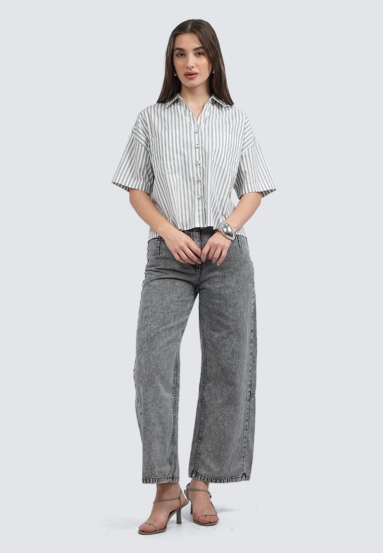 Oversized Short Sleeve Linen Blouse