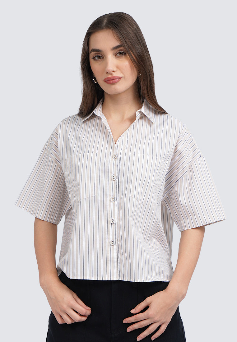 Oversized Short Sleeve Linen Blouse