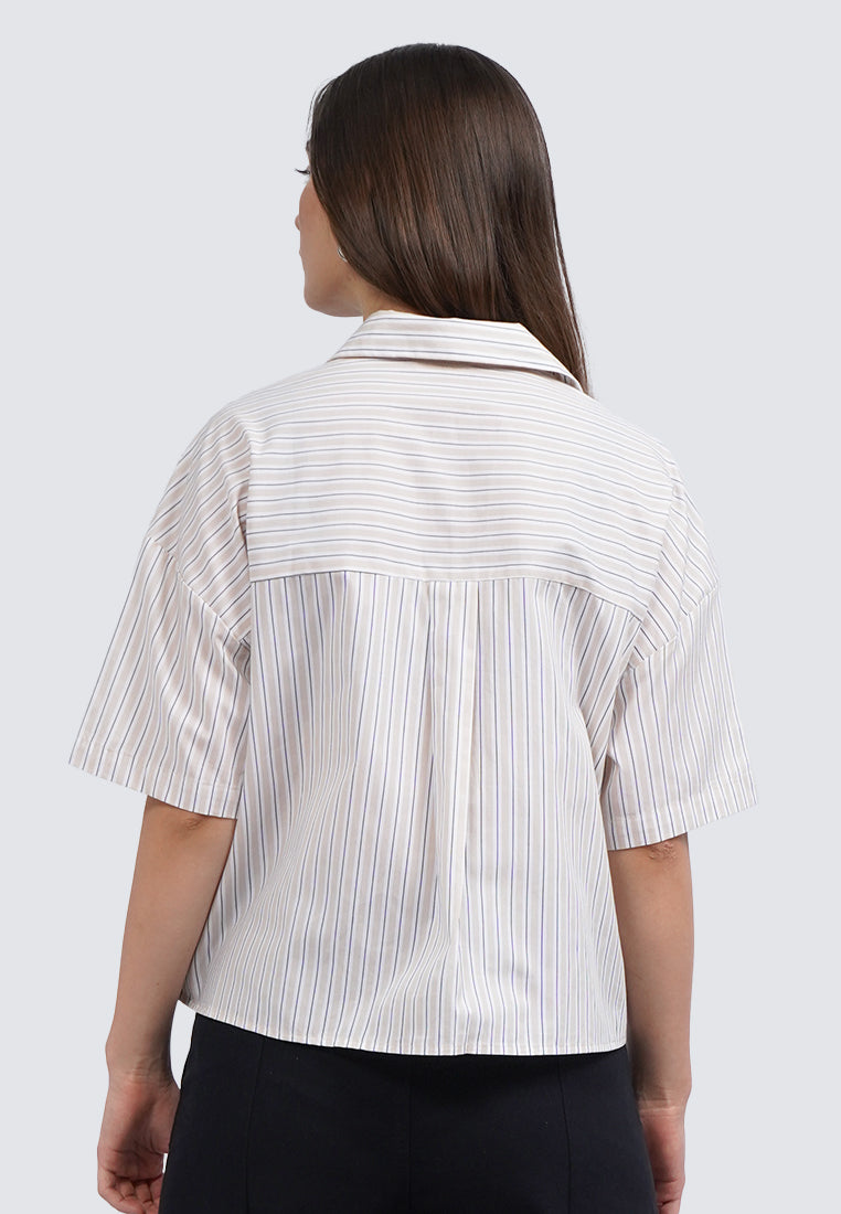 Oversized Short Sleeve Linen Blouse