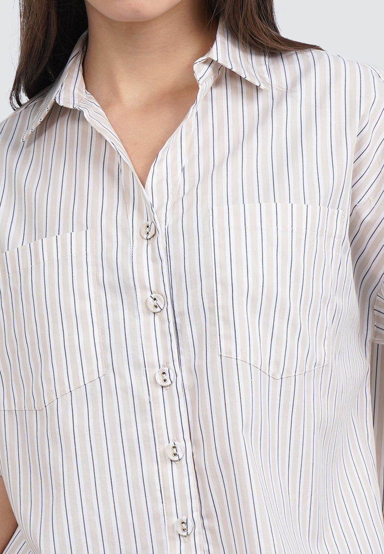 Oversized Short Sleeve Linen Blouse