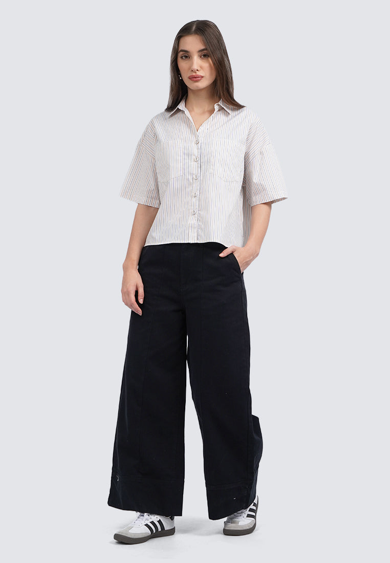 Oversized Short Sleeve Linen Blouse