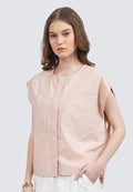 Round Neck Short Sleeve Blouse