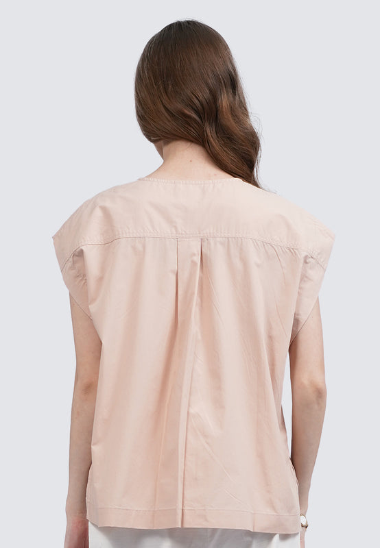 Round Neck Short Sleeve Blouse