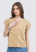 Round Neck Short Sleeve Blouse