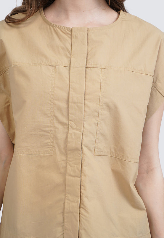 Round Neck Short Sleeve Blouse