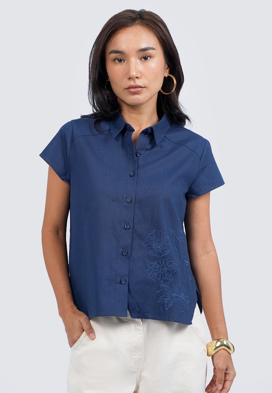 Short Sleeve Embroidered Blouse