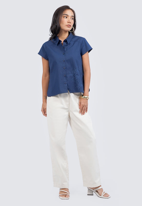 Short Sleeve Embroidered Blouse
