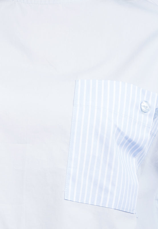 Short Sleeve Top with Stripes Pocket
