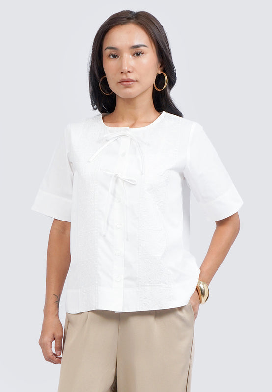 Tied Front Short Sleeve Blouse