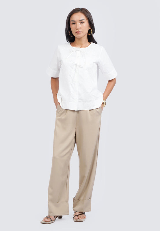 Tied Front Short Sleeve Blouse