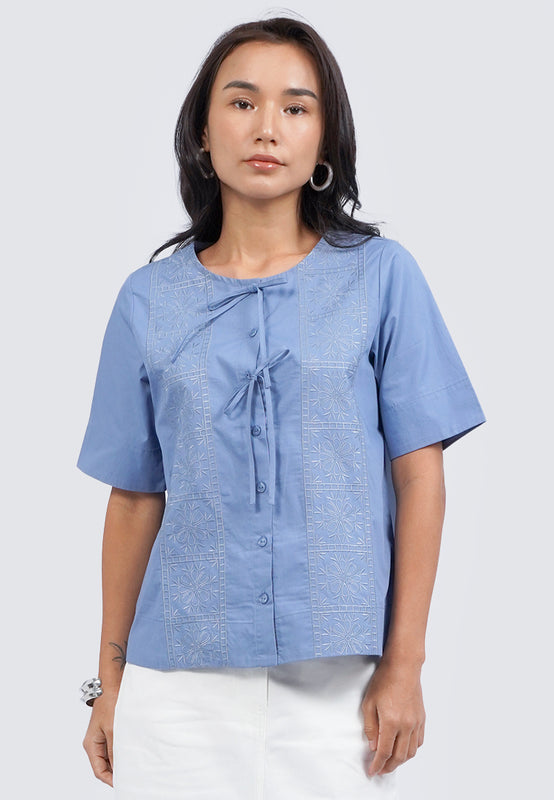 Tied Front Short Sleeve Blouse