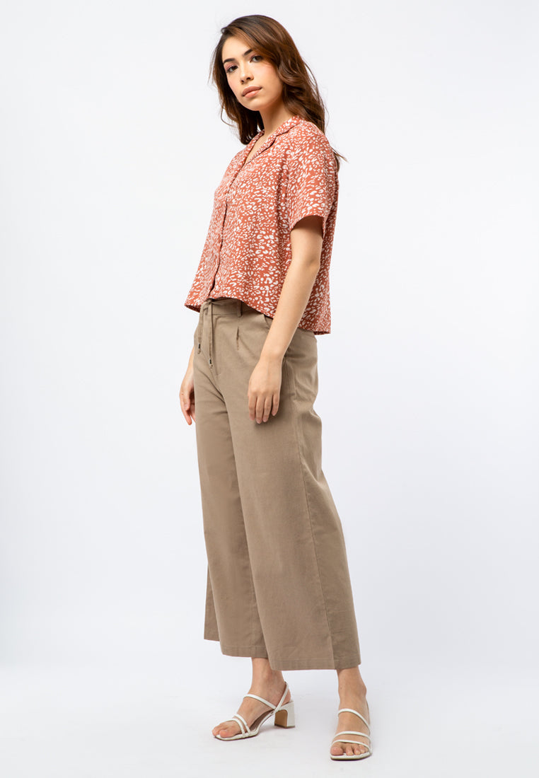 Printed Blouse with Notched Collar