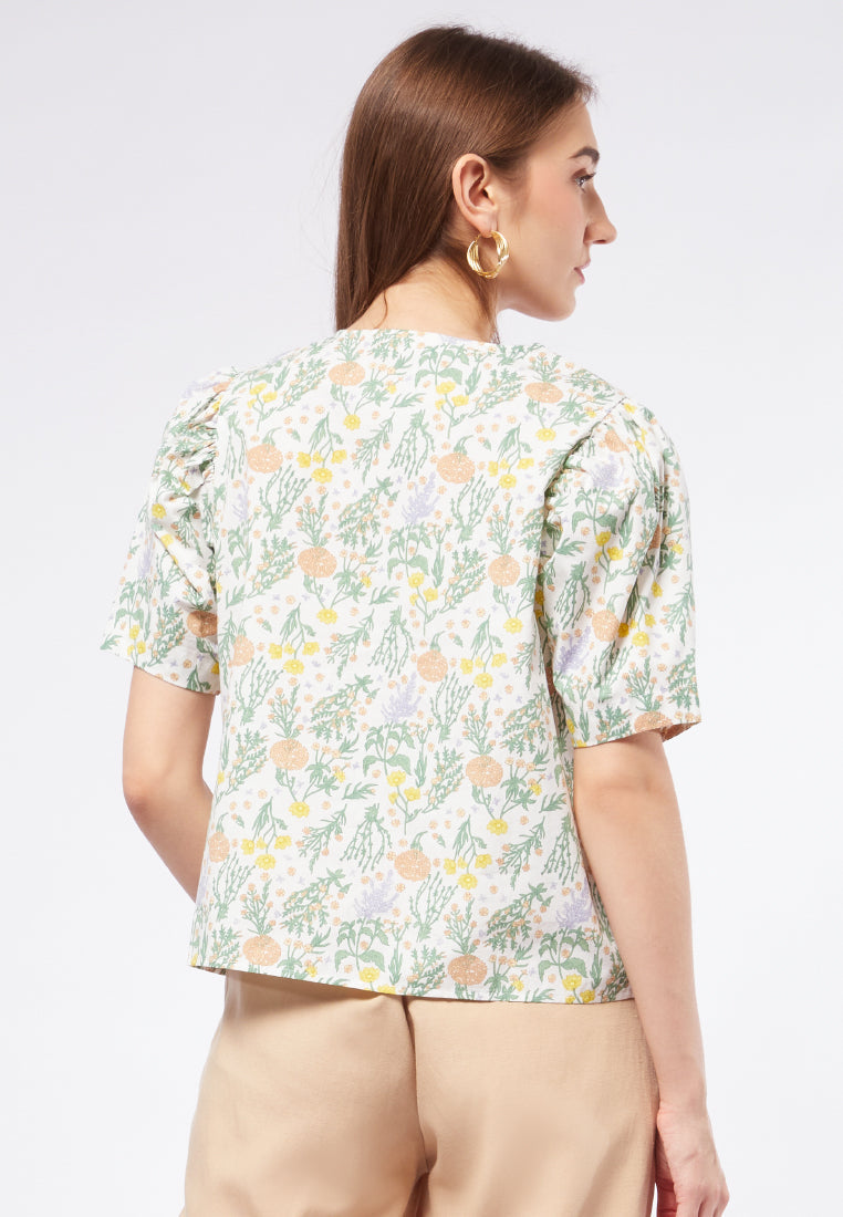 Printed Puff Sleeve Blouse