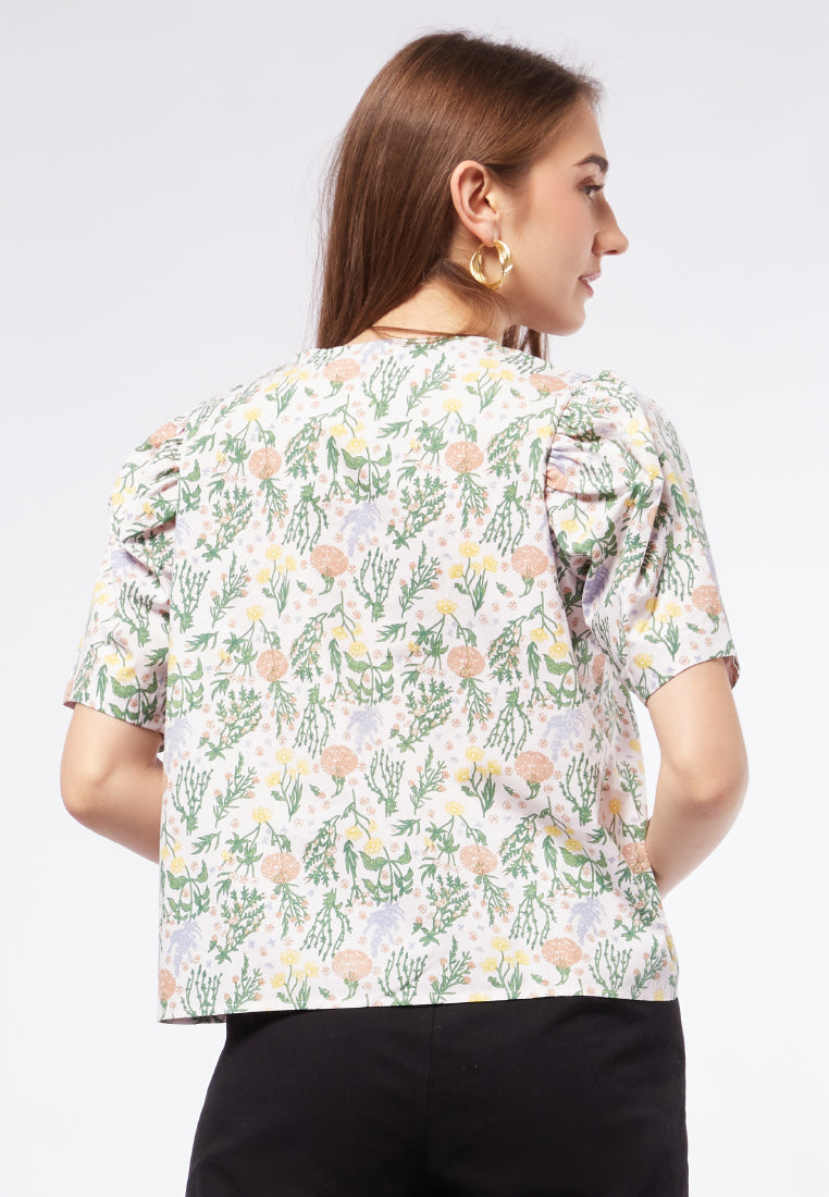 Printed Puff Sleeve Blouse